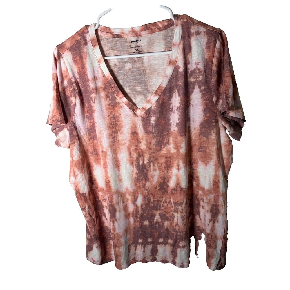 Sonoma T-Shirt Women's XL Everyday Tee Short Sleeve Tie Dye Casual Top
